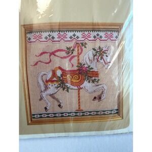 VTG Merry-Go-Round Carousel Horse Cross Stitch Kit Girlhood The Creative Circle